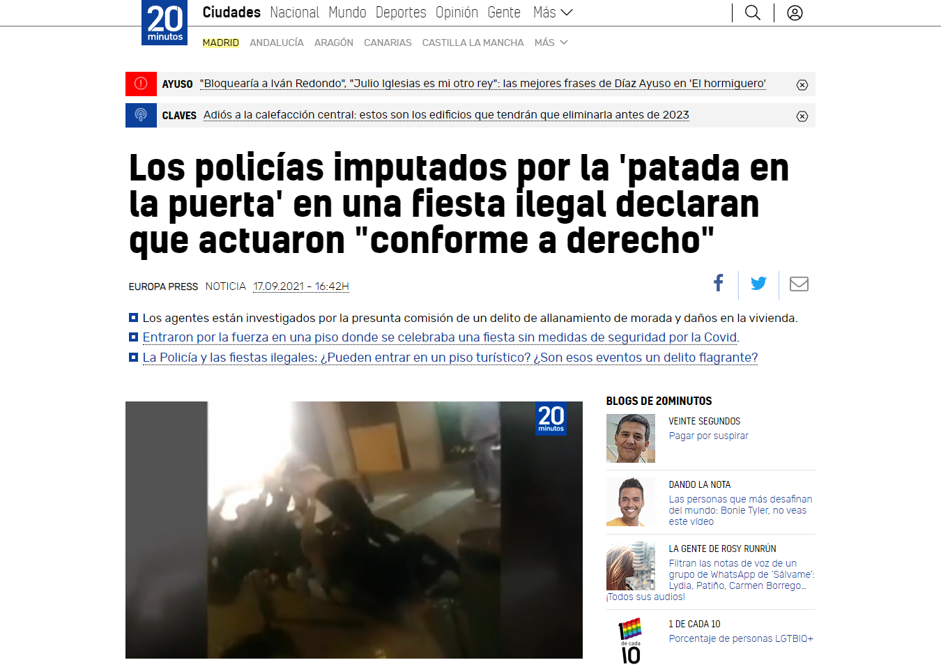 Los policías imputados por la 'patada en la puerta' en una fiesta ilegal declaran que actuaron "conforme a derecho"